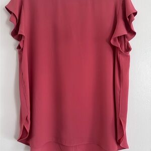 LOFT Woman's Salmon Color Flutter Sleeve Ruffled Blouse